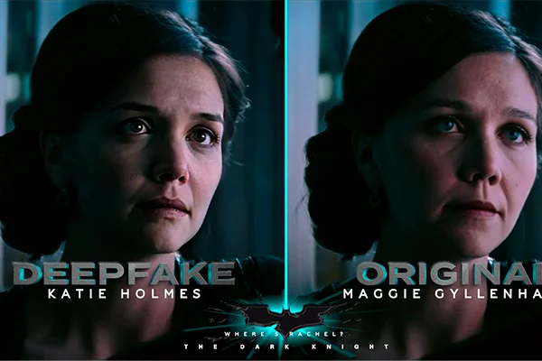 Comparação entre Katie Holmes e Maggie Gyllenhaal como Rachel Dawes em Batman O Cavaleiro das Trevas (2008)
