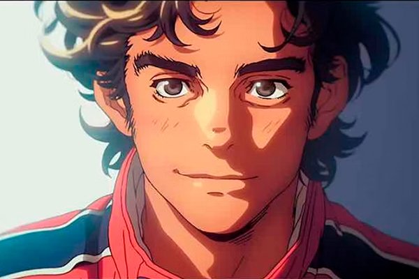 Um clipe de Ayrton Senna em versão anime feito com IA