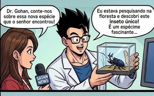 Tirinha Gohan Cientista Descobre um Inseto e Decide Chamá-lo de Vegeta