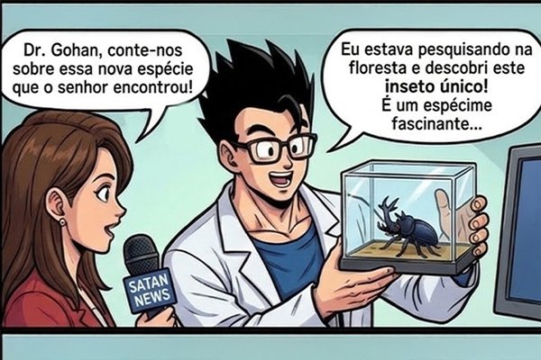 Tirinha Gohan Cientista Descobre um Inseto e Decide Chamá-lo de Vegeta