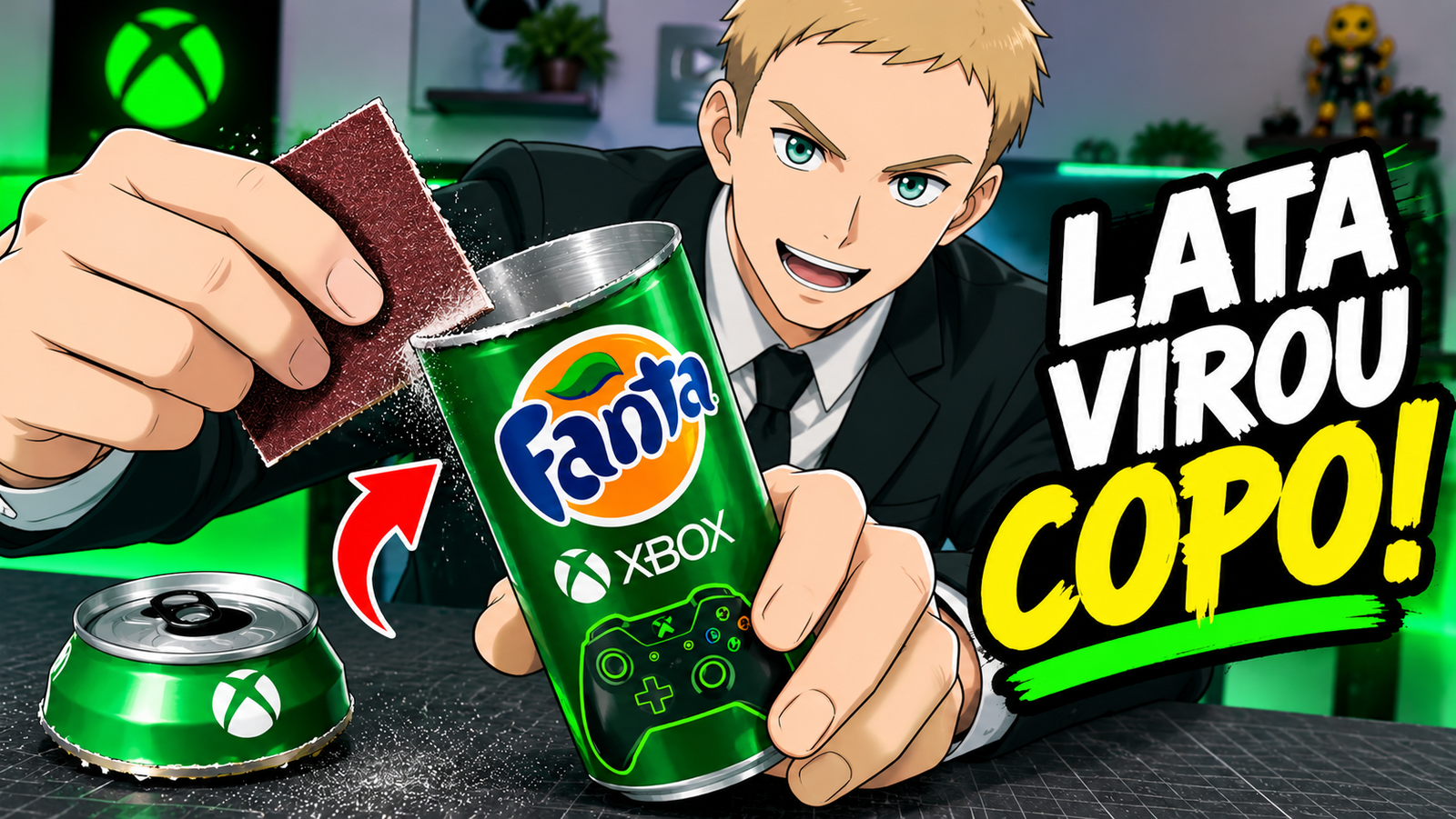 Como transformar uma lata de Fanta Xbox em um copo